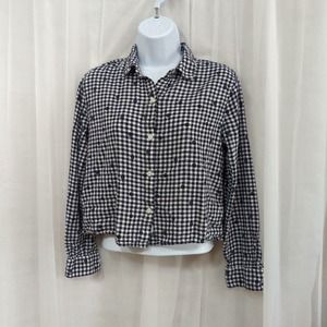 Rails Top Womens Audrey Gingham Polka Dot Blue Button Up Linen Size XS